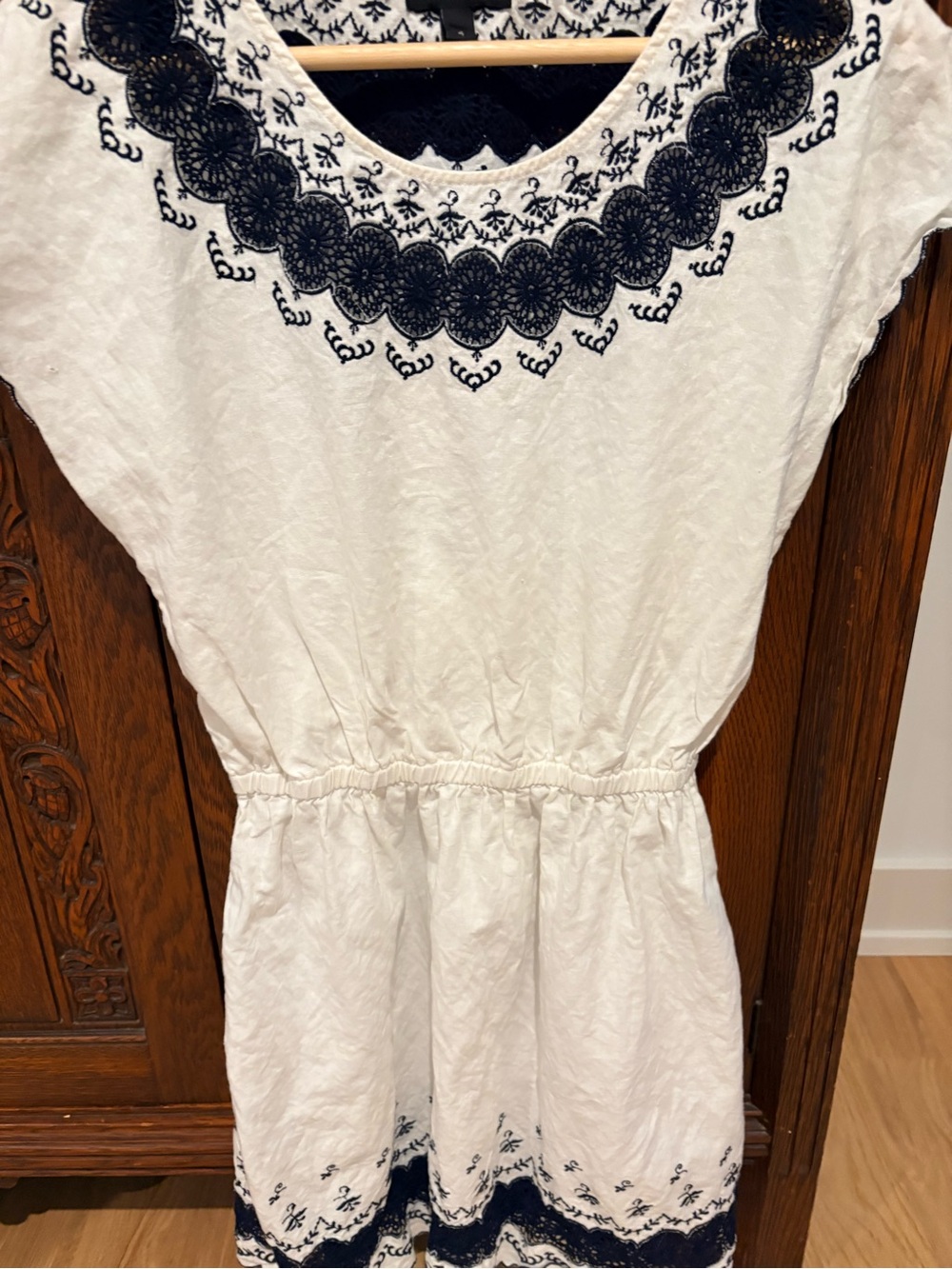 J.Crew scallop embroidered popover linen cotton dress size 4